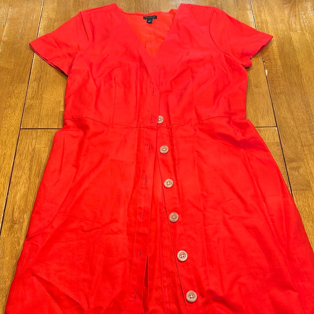 Ann Taylor Cotton-Linen Button Front Dress - 10